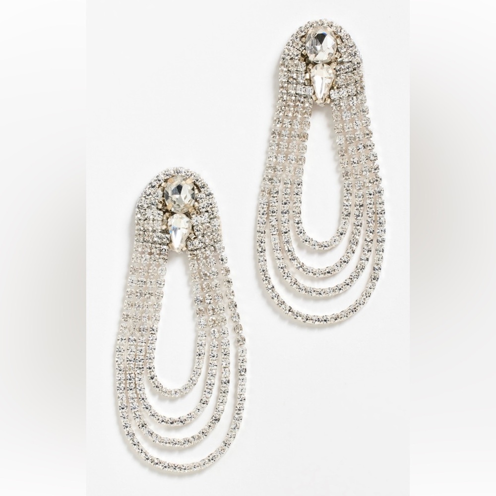 🌺🎉HP🎉🌺 NWT Deepa Gurnani Beaded Silver Crystal Chandeliers - Picture 14 of 14